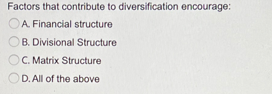 Solved Factors that contribute to diversification | Chegg.com