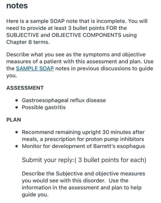 Solved Notes Here Is A Sample SOAP Note That Is Incomplete Chegg Com   Image