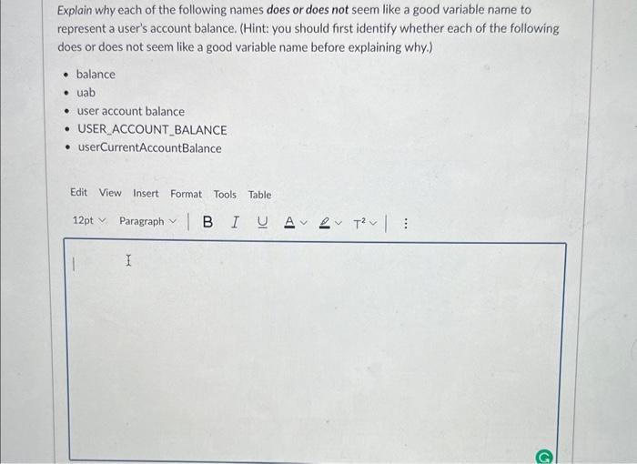 Solved Explain why each of the following names does or does