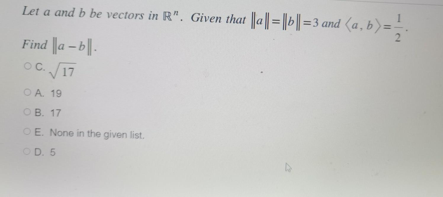 Solved Let A And B Be Vectors In R”. Given That || A || = || | Chegg.com