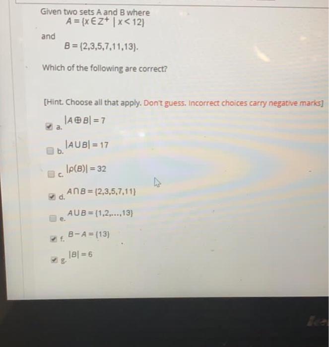 Solved Given two sets A and B where A = {x+zt|x