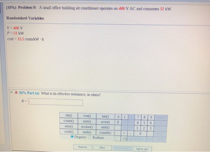 Solved (10%) Problem 9: A small office building air | Chegg.com