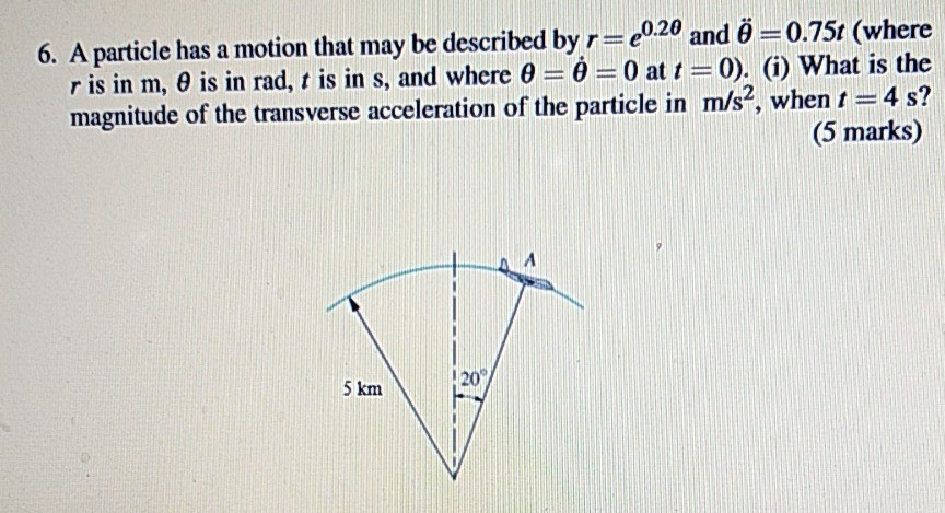 Solved 6 A Particle Has A Motion That May Be Described B Chegg Com