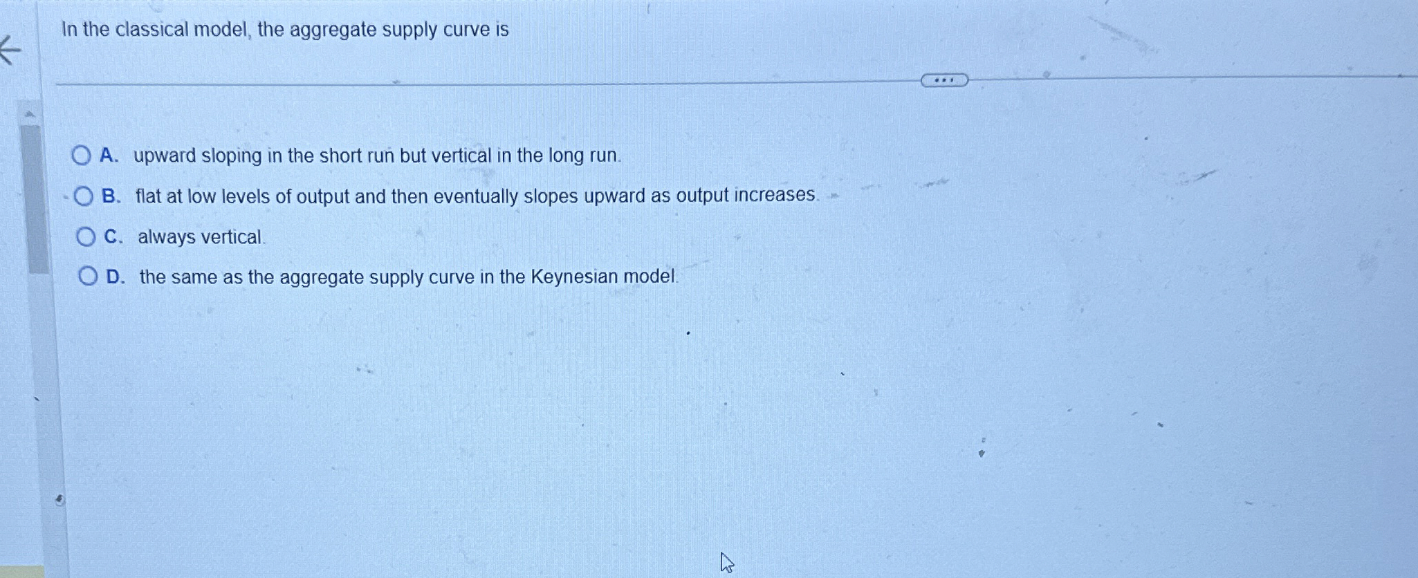 Solved In the classical model, the aggregate supply curve | Chegg.com