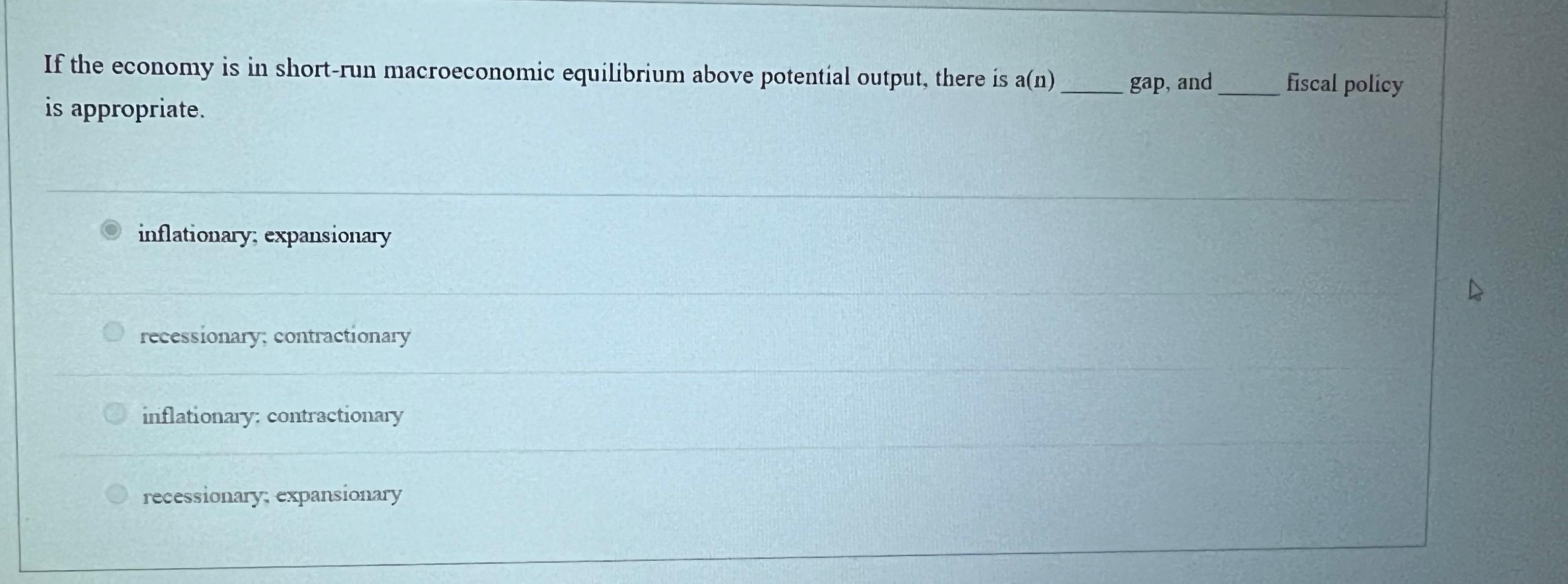 Solved If the economy is in short-run macroeconomic | Chegg.com