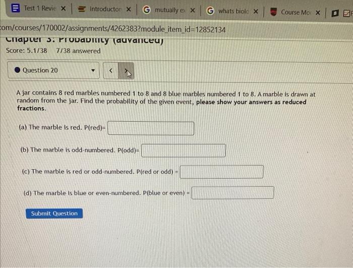 Solved A jar contains 8 red marbles numbered 1 to 8 and 8