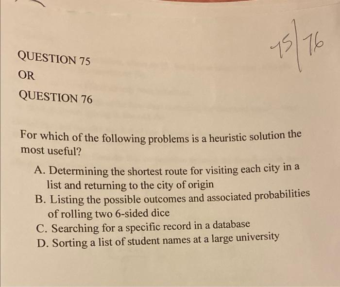Solved 13/16 QUESTION 75 OR QUESTION 76 For which of the | Chegg.com