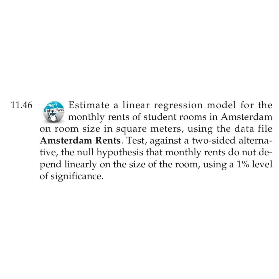 11.46Estimate a linear regression model for | Chegg.com