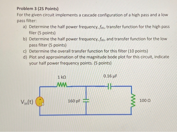 Solved Problem 3 (25 Points) For the given circuit | Chegg.com