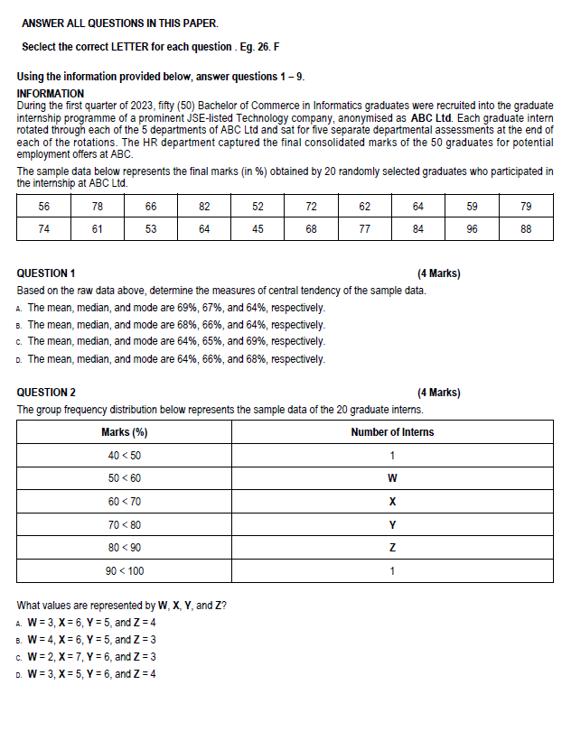Solved ANSWER ALL QUESTIONS IN THIS PAPER.Seclect the | Chegg.com
