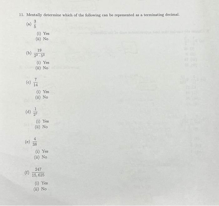 Solved 11. Mentally determine which of the following can be | Chegg.com