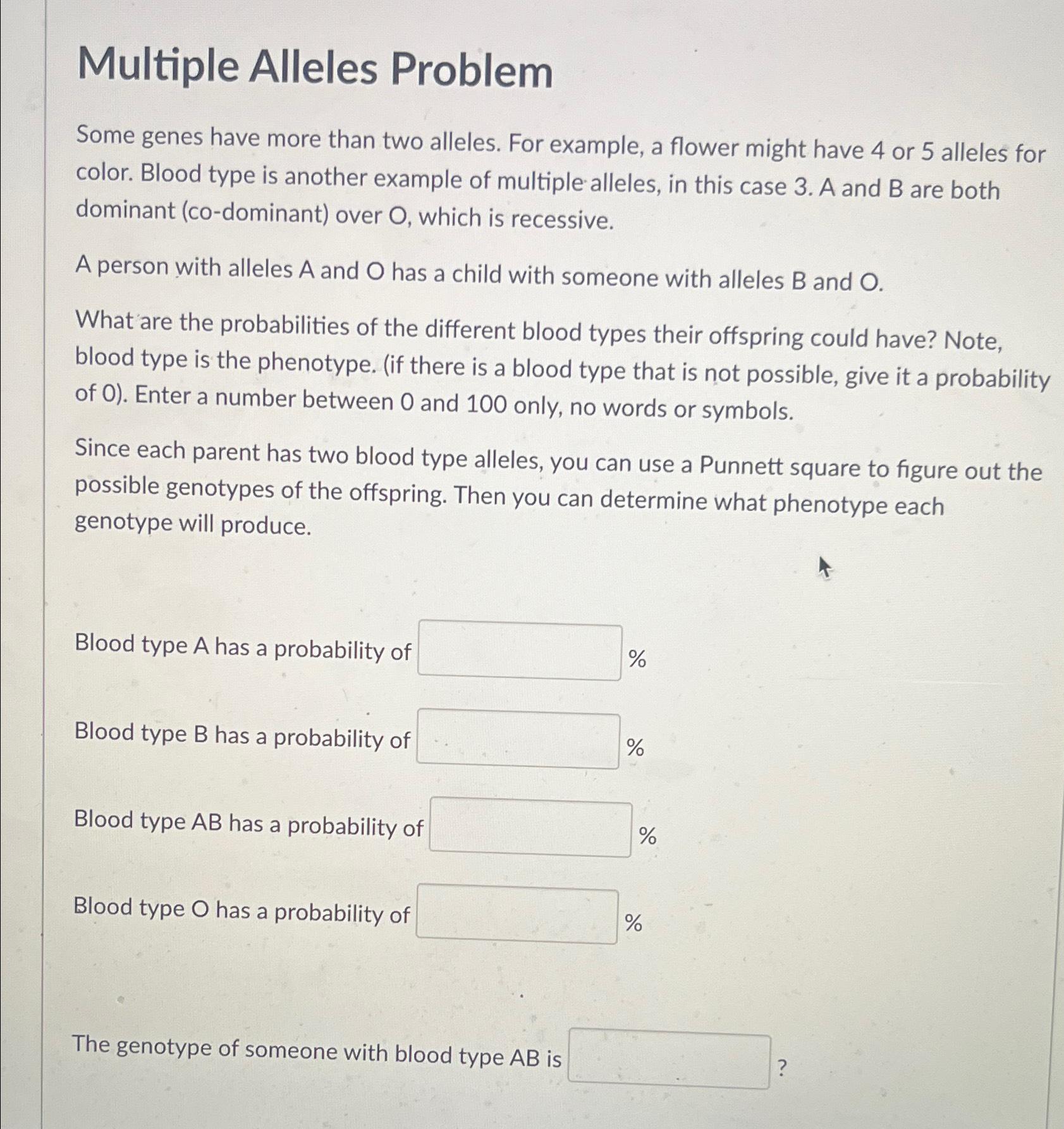 Solved Multiple Alleles ProblemSome genes have more than two | Chegg.com