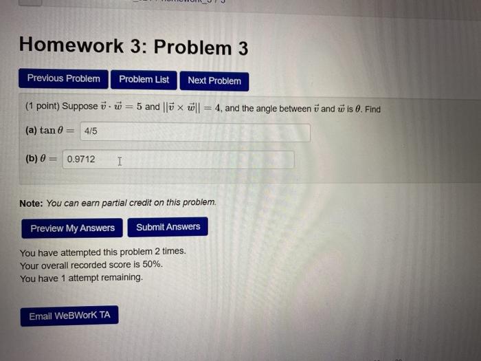 Solved Homework 3: Problem 3 Previous Problem Problem List | Chegg.com