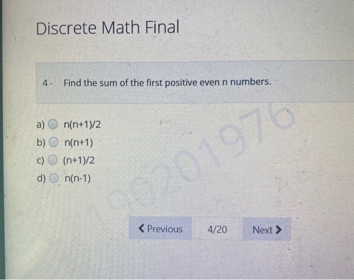 Solved Discrete Math Final 4 Find The Sum Of The First P Chegg Com