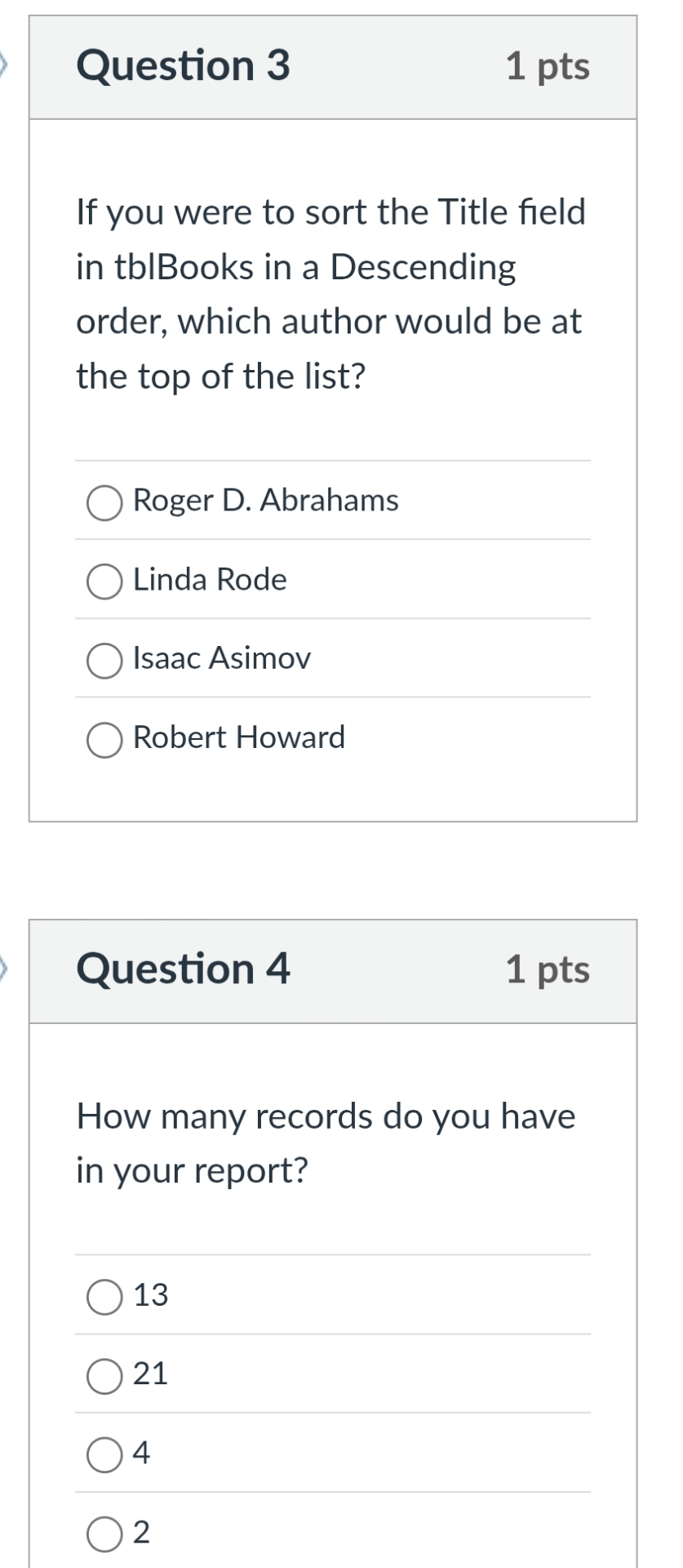 Title Order Guide Solved Question 31 ptsIf you were to sort the Title field | Chegg.com