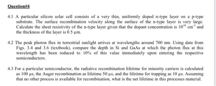 Solved Question#4 4.1 A particular silicon solar cell | Chegg.com
