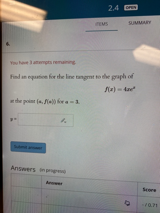 Solved 2.4 OPEN ITEMS SUMMARY 6. You have 3 attempts | Chegg.com