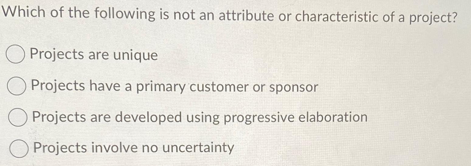 Solved Which of the following is not an attribute or | Chegg.com