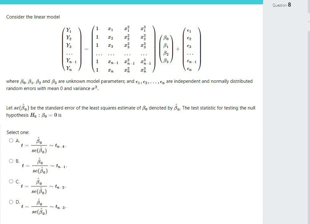 Solved Consider the linear model | Chegg.com