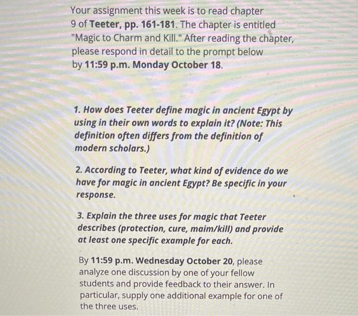 Solved Your assignment this week is to read chapter 9 of