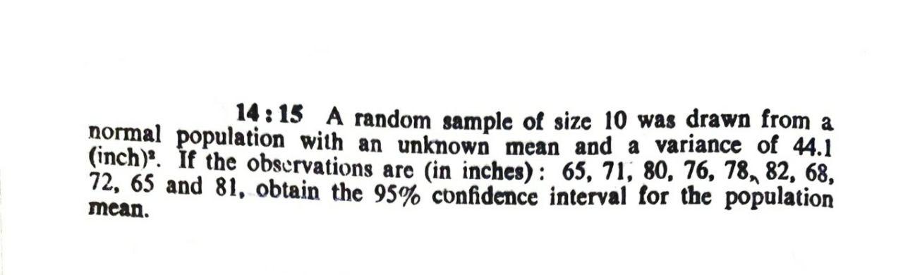 Solved 14:15 A random sample of size 10 was drawn from a | Chegg.com