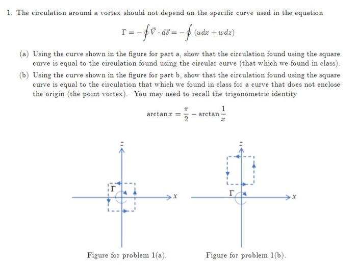 Solved 1. The circulation around a vortex should not depend | Chegg.com