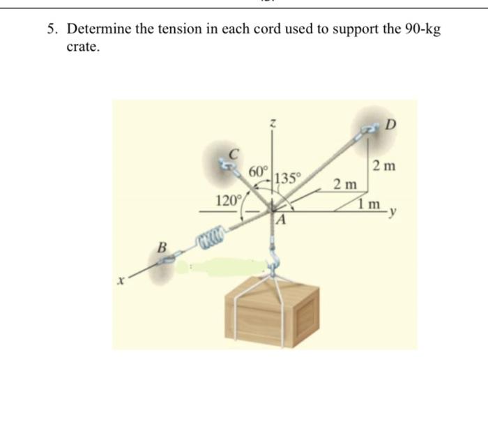 Solved 5. Determine The Tension In Each Cord Used To Support | Chegg.com