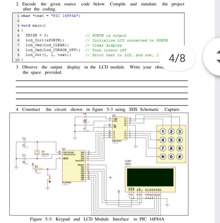 LCD OPERATION Objectives: Create a C program in Mikro | Chegg.com