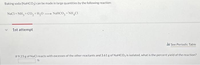 Solved Baking soda (NaHCO3) can be made in large quantities | Chegg.com