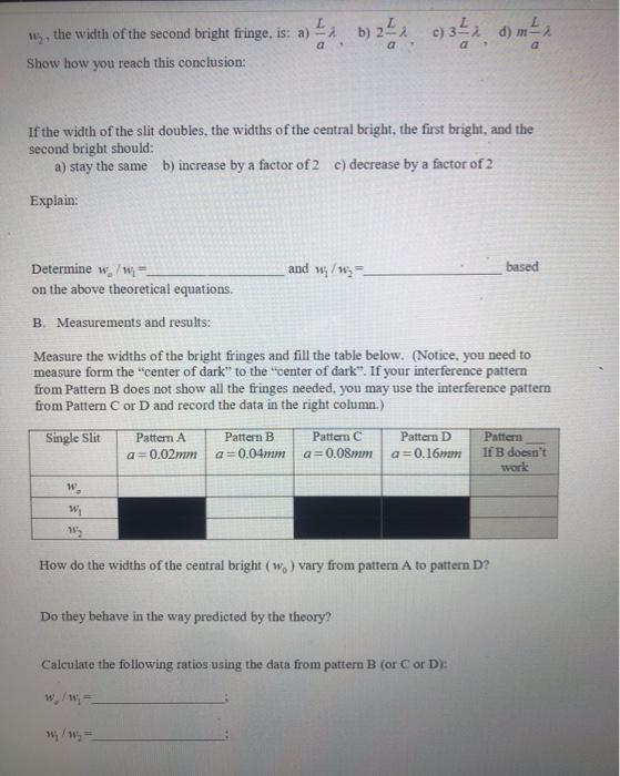 Solved Diffraction and Interference Experiment: In this lab | Chegg.com