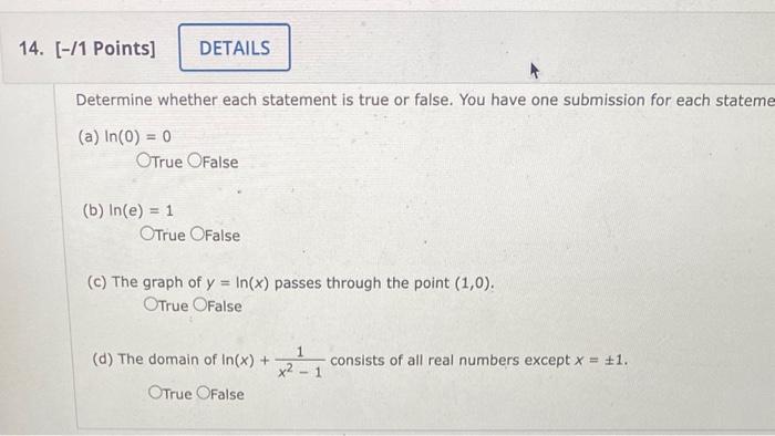 Solved Determine whether each statement is true or false. | Chegg.com