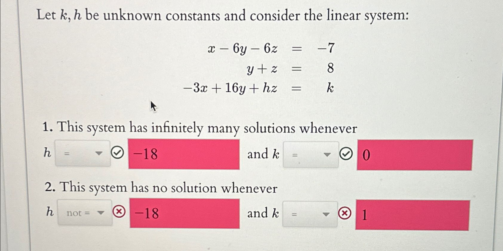 Solved Let k,h ﻿be unknown constants and consider the linear | Chegg.com