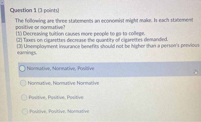 Solved Question 1 (3 points) The following are three | Chegg.com