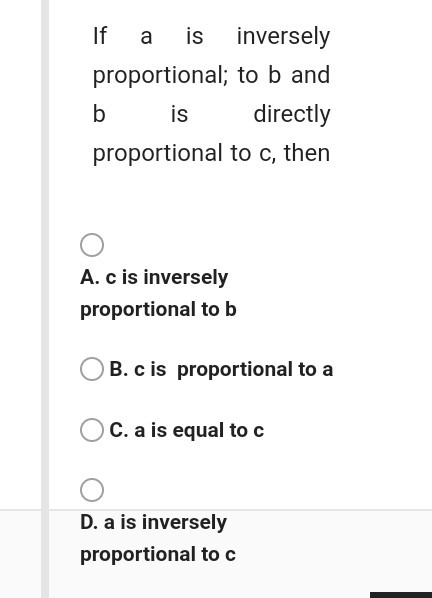 Solved If A Is Inversely Proportional; To B And B Is | Chegg.com