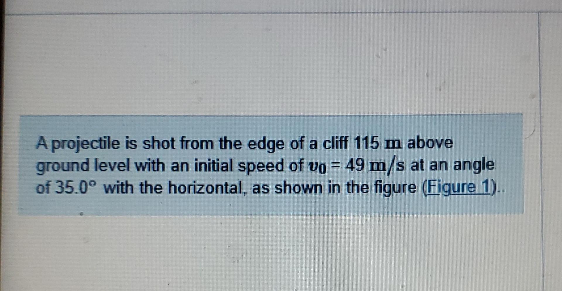Solved A projectile is shot from the edge of a cliff 115 m | Chegg.com