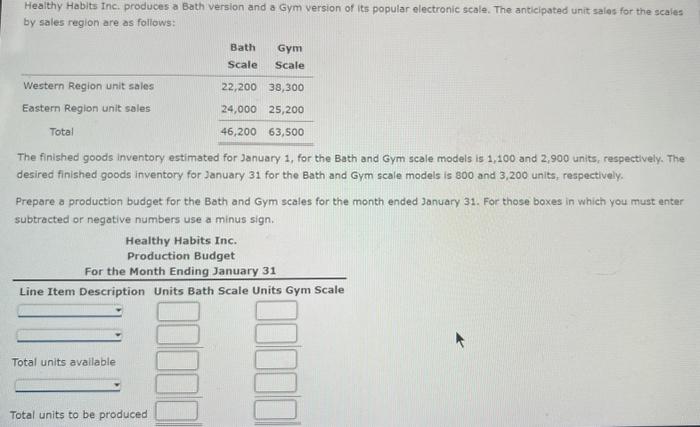 Solved Healthy Measures Inc. produces a Bath and Gym version