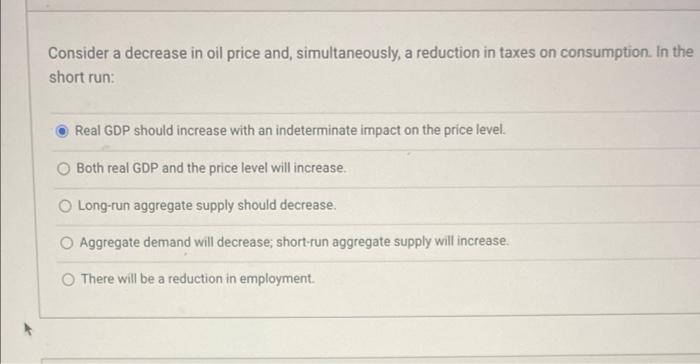 Solved Consider a decrease in oil price and, simultaneously, | Chegg.com