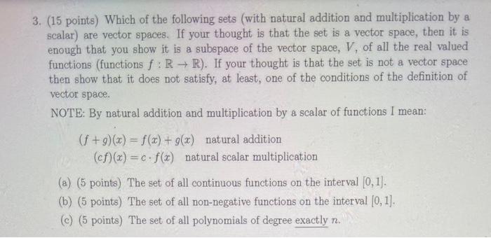 Solved 3. (15 points) Which of the following sets (with | Chegg.com