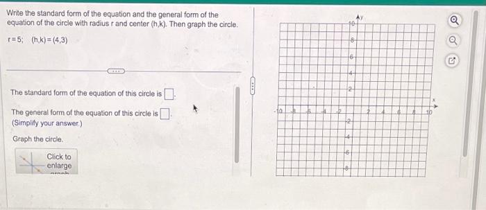 Solved Write the standard form of the equation and the | Chegg.com