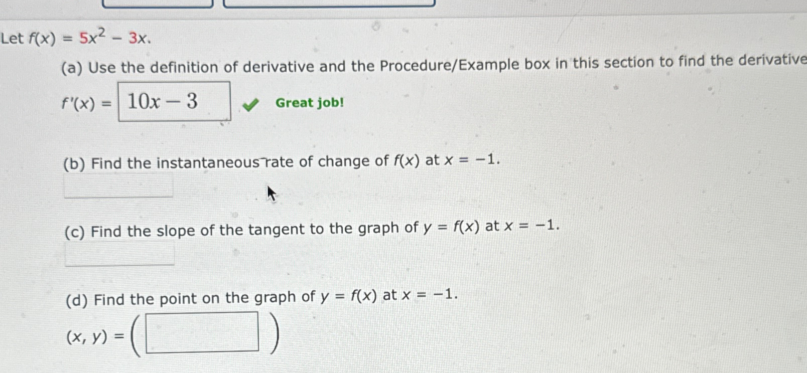 derivative of 5x example