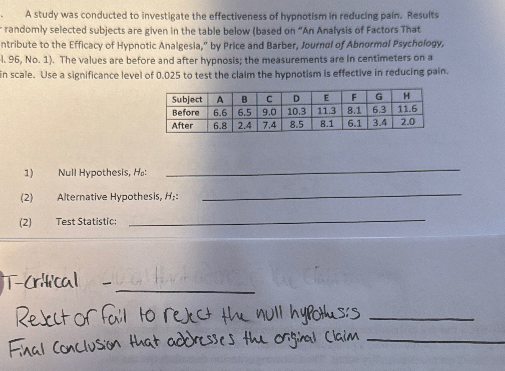 Solved A study was conducted to investigate the | Chegg.com