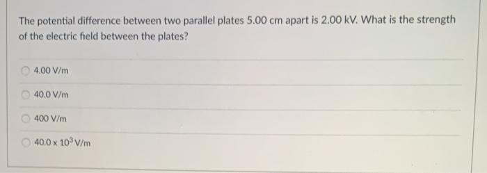 Solved The potential difference between two parallel plates | Chegg.com