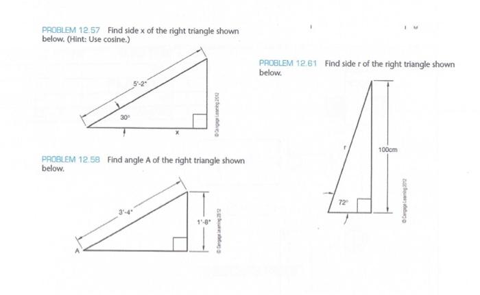 Solved PROBLEM 12.59 Find angle of the right triangle shown | Chegg.com
