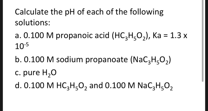 Ph of sodium propanate