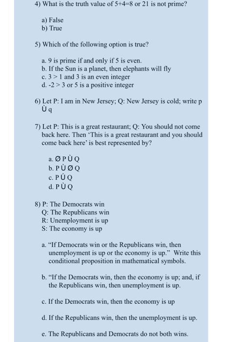 Solved 1) Let The Universe Be The Set U = {0, 1, 2, 3..... 9 | Chegg.com