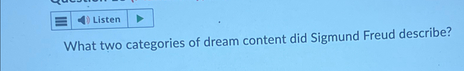 Solved What two categories of dream content did Sigmund | Chegg.com