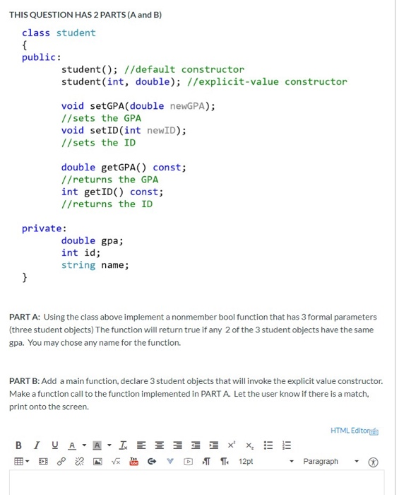 Solved C++ I just need those question with coding. You don't | Chegg.com