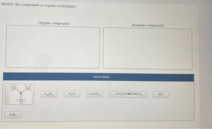 Solved Identify The Compounds As Organic Or Inorganic. | Chegg.com