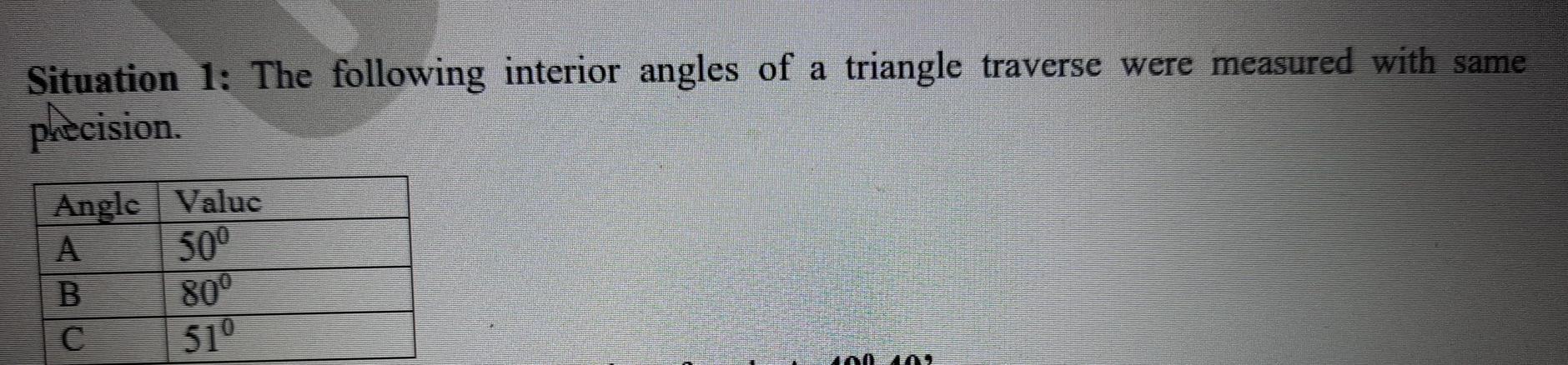 Situation 1: The following interior angles of a | Chegg.com