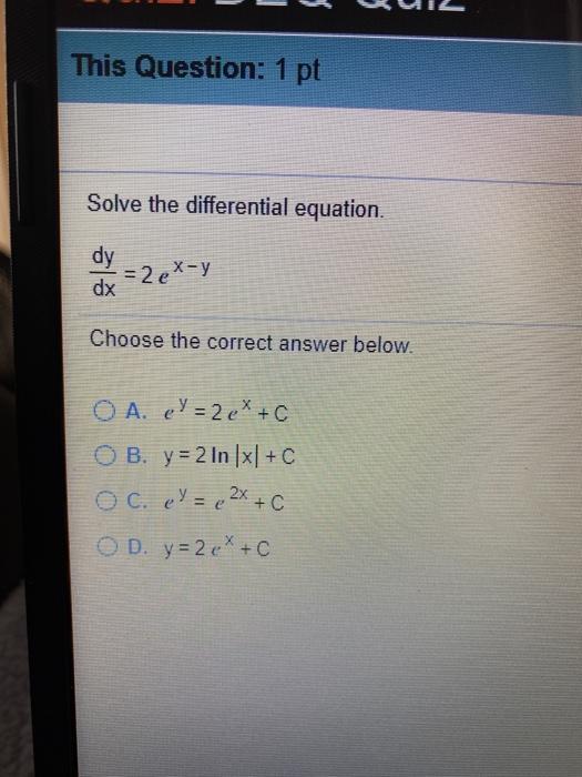 Solved This Question: 1 pt Solve the differential equation. | Chegg.com